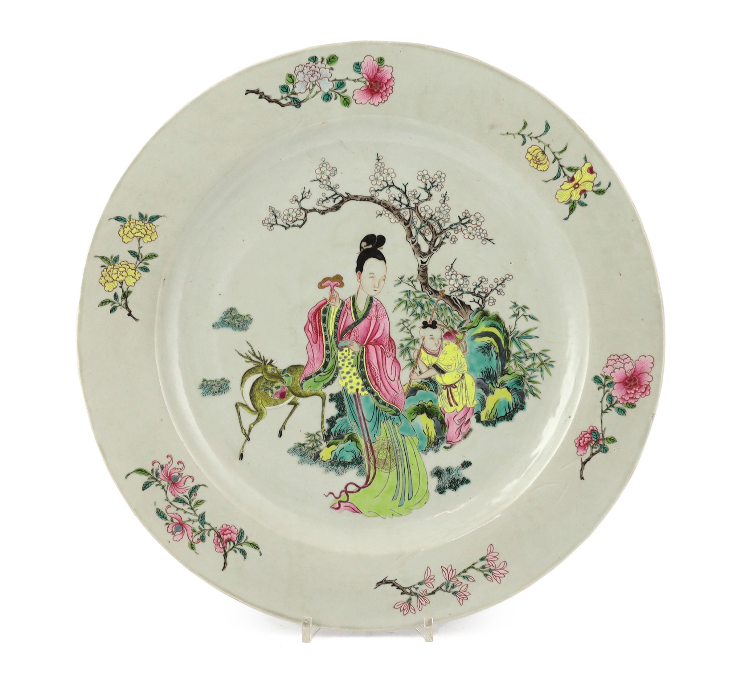 A large Chinese famille rose ‘Magu’ dish, Yongzheng period